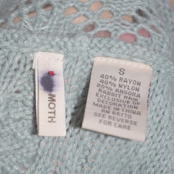 Anthropologie Moth Angora Pullover Sweater Top Light Blue Size S - Picture 6 of 8